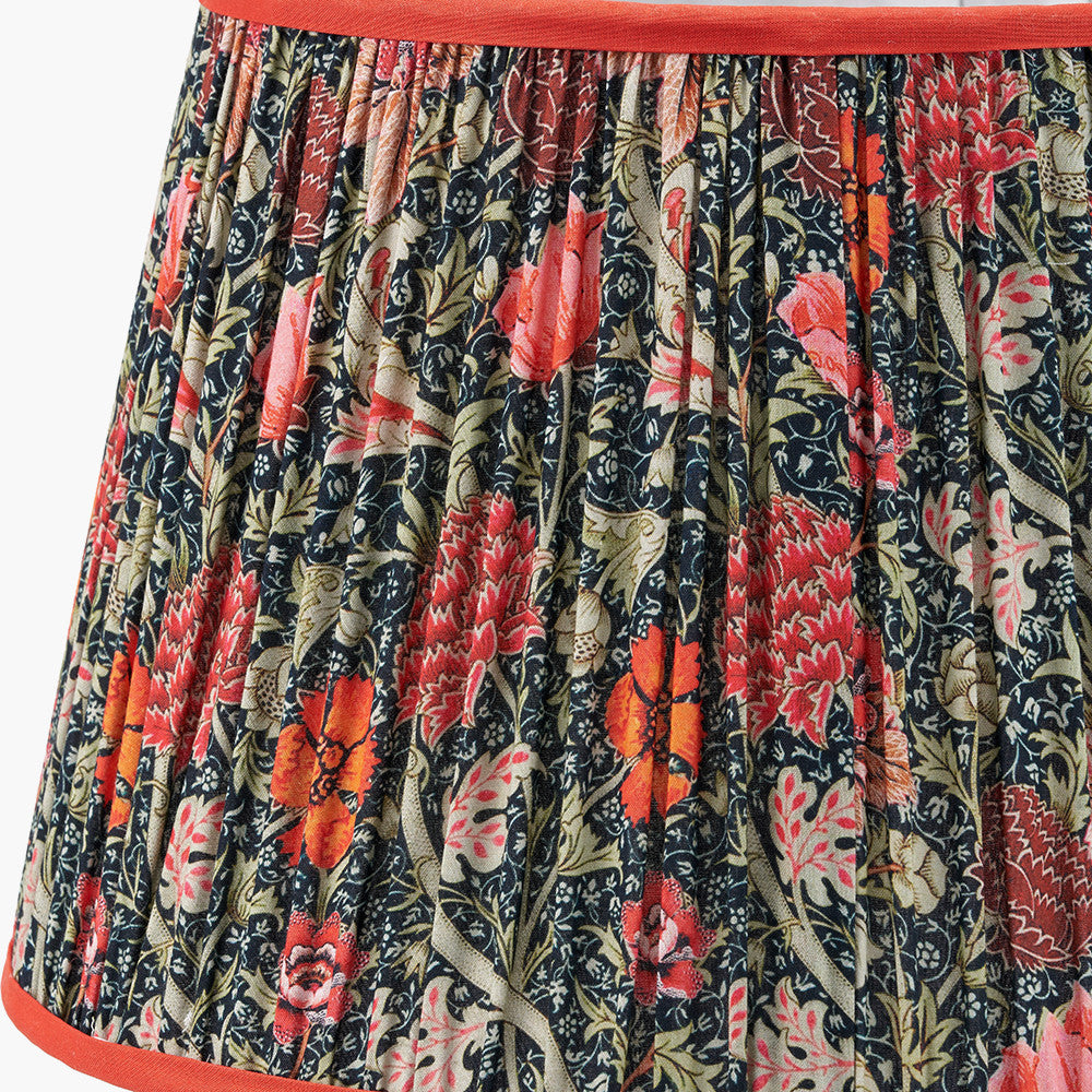 Floressa 40cm Red Floral Patterned Mushroom Pleat Tapered Lampshade
