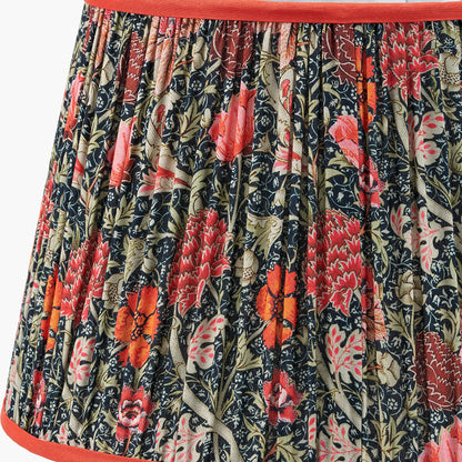 Floressa 40cm Red Floral Patterned Mushroom Pleat Tapered Lampshade