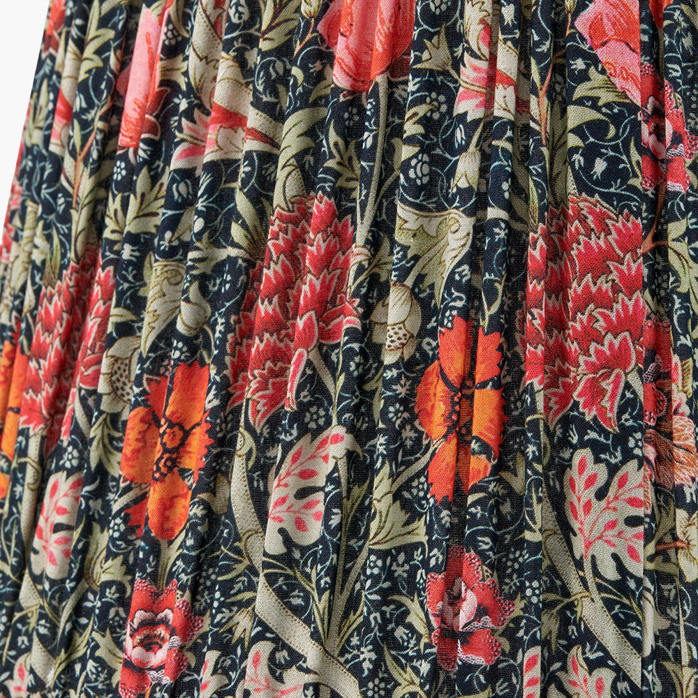 Floressa 35cm Red Floral Patterned Mushroom Pleat Tapered Lampshade – Refined Craftsmanship and Floral Elegance