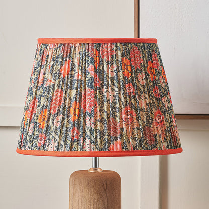 Floressa 35cm Red Floral Patterned Mushroom Pleat Tapered Lampshade – Refined Craftsmanship and Floral Elegance