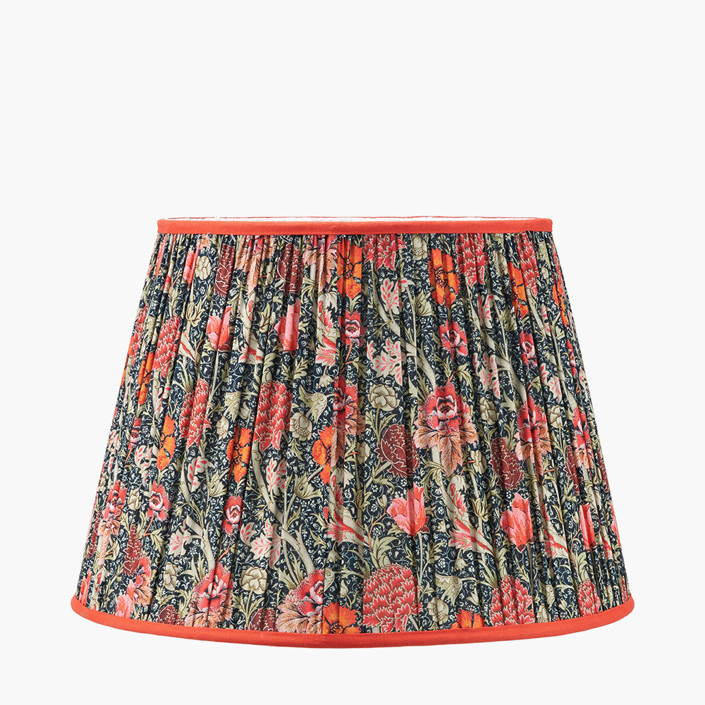 Floressa 45cm Red Floral Patterned Mushroom Pleat Tapered Lampshade – Classic Floral Design Meets Modern Elegance