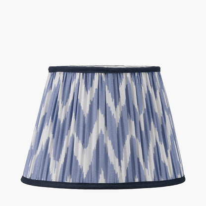 Kamilah 30cm Blue Chevron Mushroom Pleat Lampshade | Modern Tapered Lamp Shade
