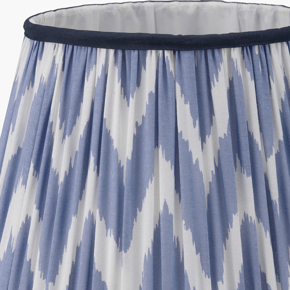Kamilah 30cm Blue Chevron Mushroom Pleat Lampshade | Modern Tapered Lamp Shade