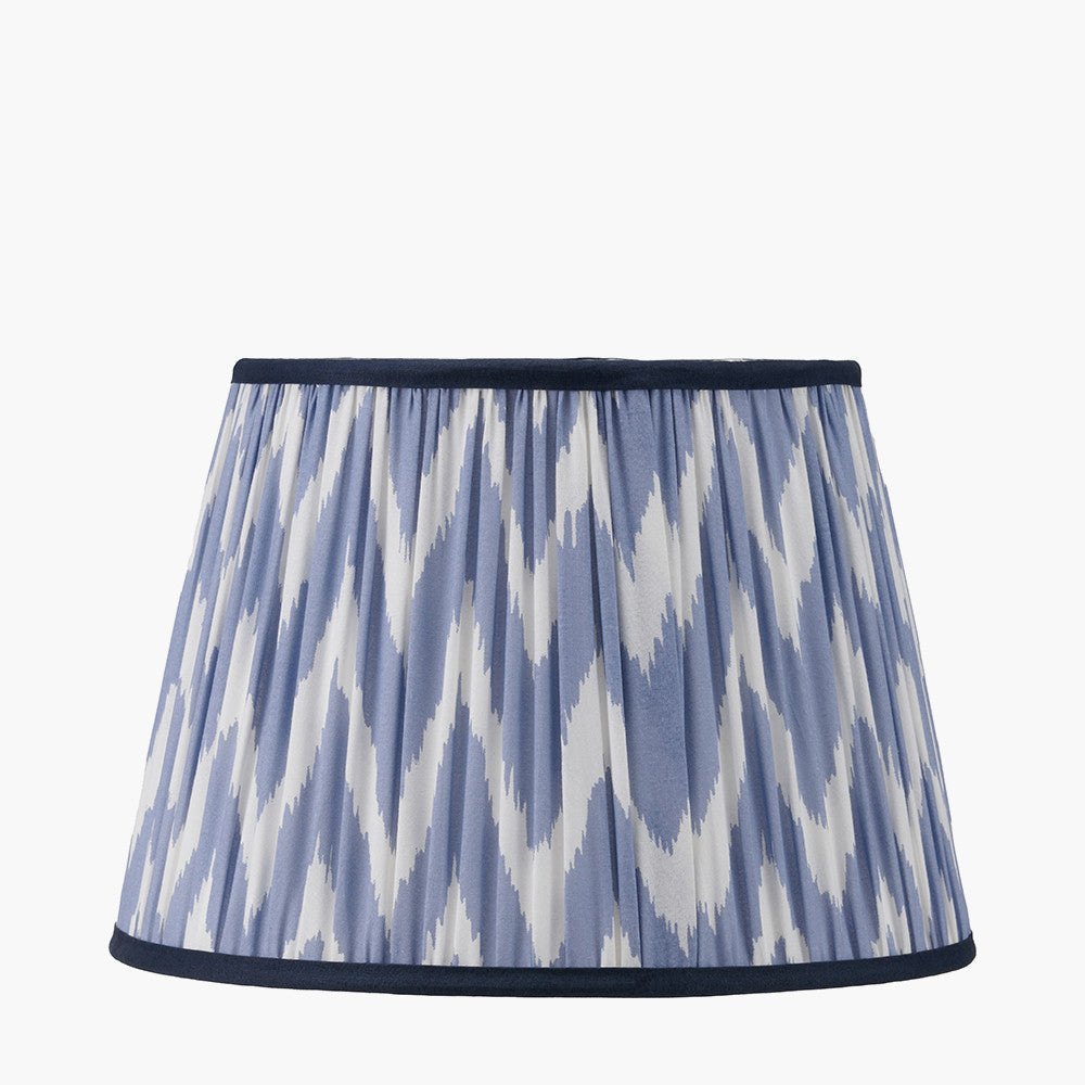 Kamilah 35cm Blue Chevron Mushroom Pleat Lampshade | Modern Tapered Lamp Shade