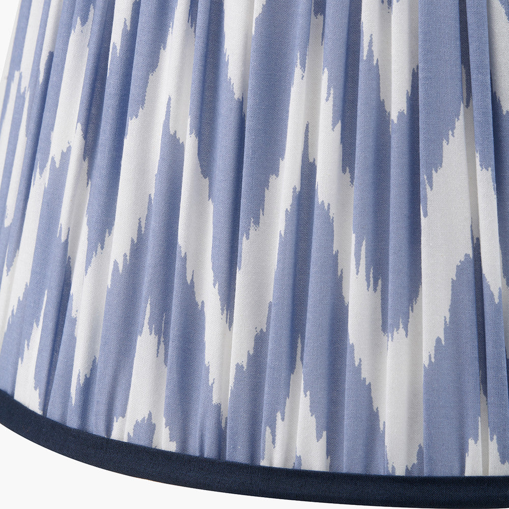 Kamilah 35cm Blue Chevron Mushroom Pleat Lampshade | Modern Tapered Lamp Shade