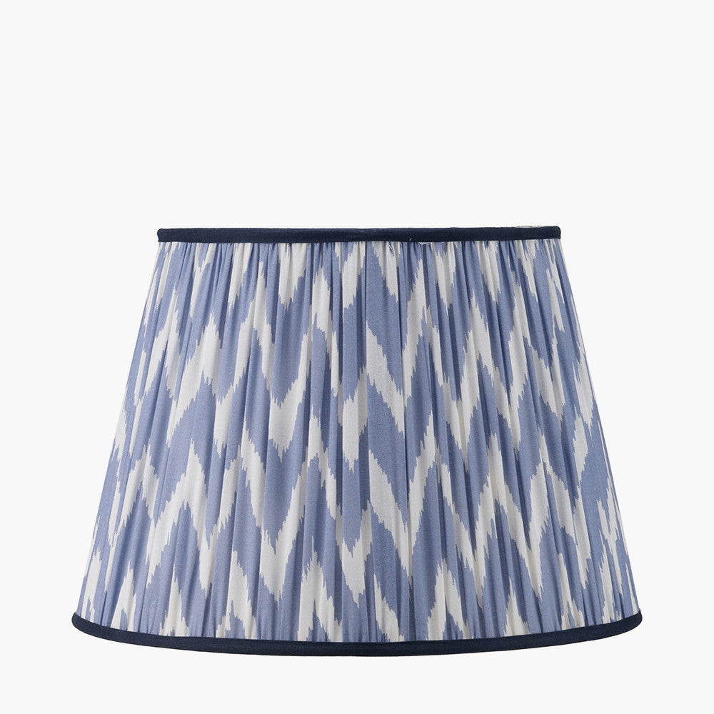 Kamilah 45cm Blue Chevron Pleated Lampshade | Patterned Lampshade