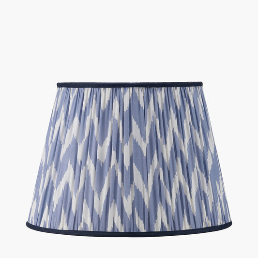 Kamilah 45cm Blue Chevron Pleated Lampshade | Patterned Lampshade