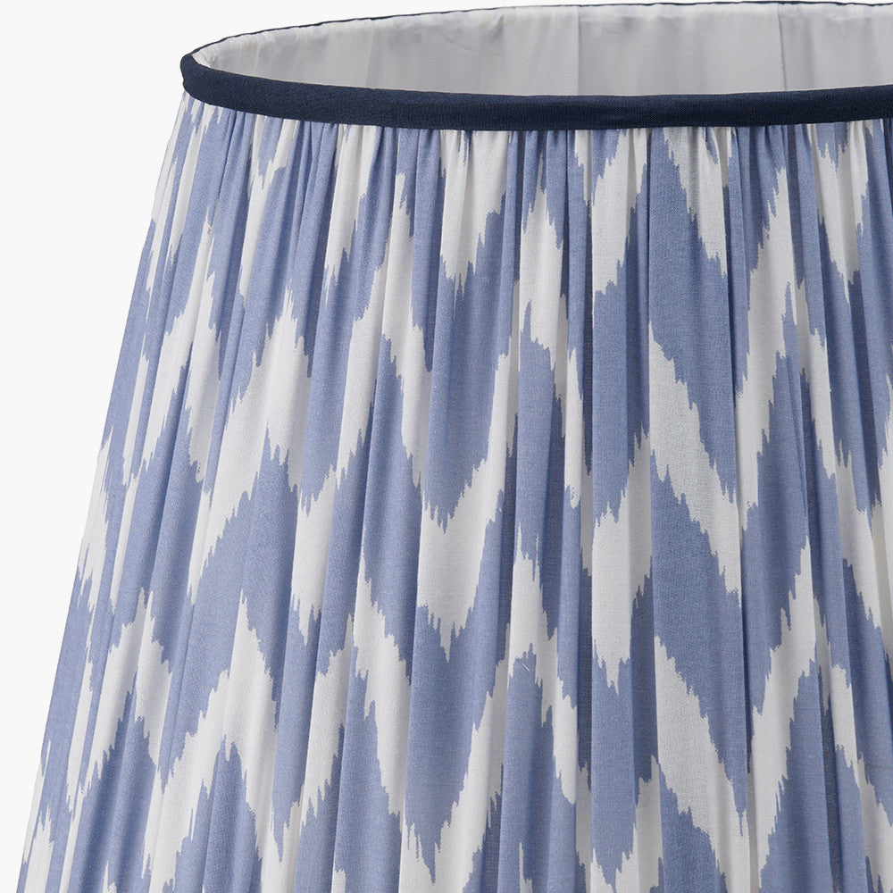 Kamilah 45cm Blue Chevron Pleated Lampshade | Patterned Lampshade