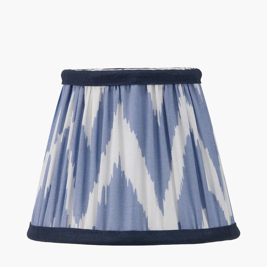 Kamilah 16cm Blue Chevron Patterned Mushroom Pleat Tapered Lampshade – Vibrant Pattern and Contemporary Detailing