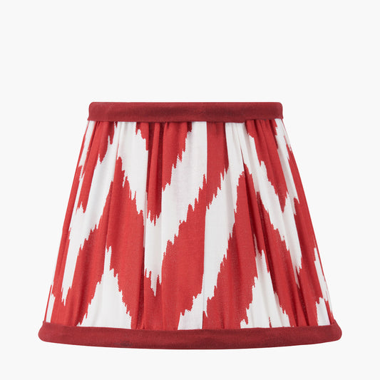 Kamilah 16cm Red Chevron Patterned Mushroom Pleat Tapered Lampshade – Vibrant Pattern and Contemporary Charm