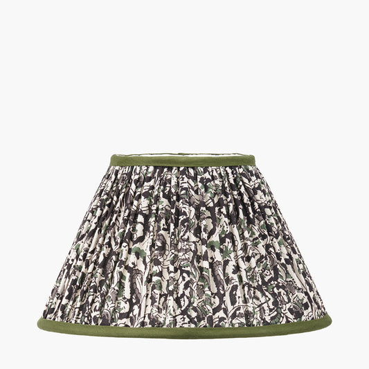 Ornella 30cm Green Floral Design Mushroom Pleat Empire Lampshade – Classic Form and Botanical Elegance