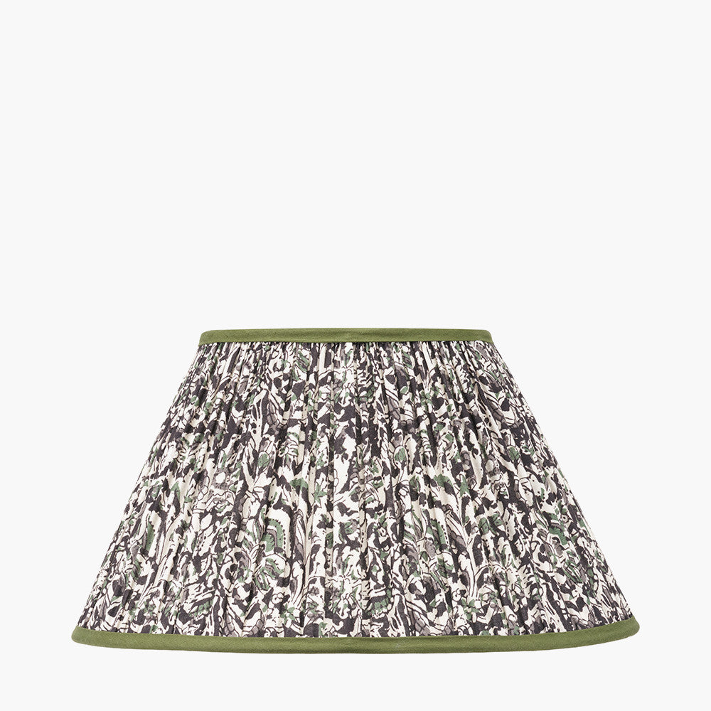 Ornella 40cm Green Floral Mushroom Pleat Empire Lampshade | Large Floral Lamp Shade