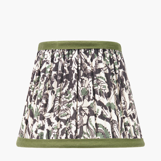 Ornella 16cm Green Floral Design Mushroom Pleat Tapered Lampshade – Elegant Detailing and Timeless Pattern