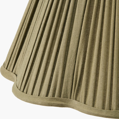 Malia 35cm Olive Green Mushroom Pleat Scalloped Tapered Lampshade – Elegant, Textured Sophistication