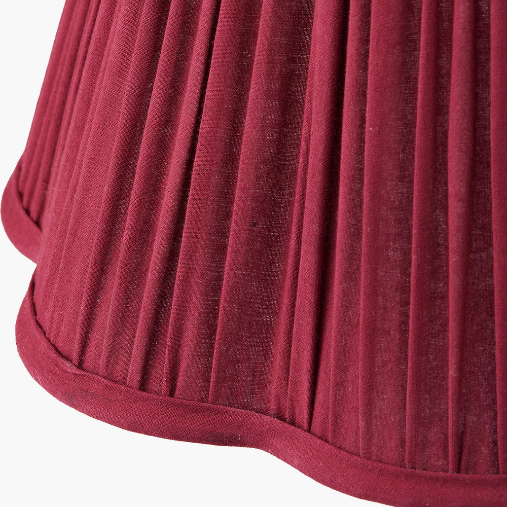 Malia 40cm Mulberry Red Mushroom Pleat Scalloped Tapered Lamp Shade