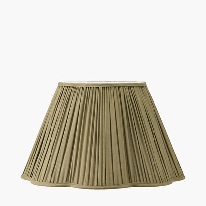 Malia 45cm Olive Green Scalloped Mushroom Pleat Lampshade | Large Tapered Shade UK