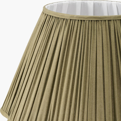 Malia 45cm Olive Green Scalloped Mushroom Pleat Lampshade | Large Tapered Shade UK