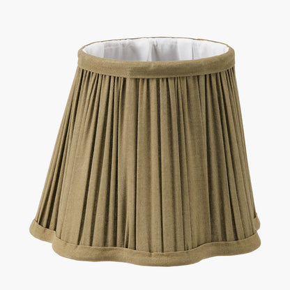 Malia 18cm Olive Green Mushroom Pleat Scalloped Tapered Lamp Shade