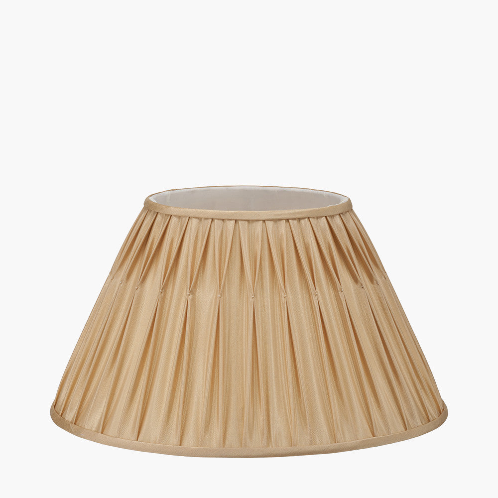 Garbo 45cm Gold Silk Mix Pinch Pleat Tapered Lampshade – Classic Form and Subtle Luxury