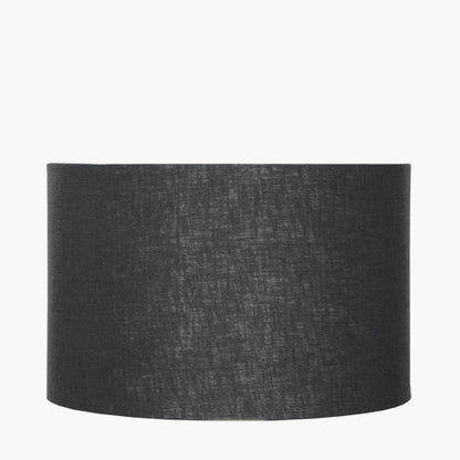 Lino 50cm Black Self-Lined Linen Cylinder Lampshade – Bold Modern Design with Soft Ambient Glow