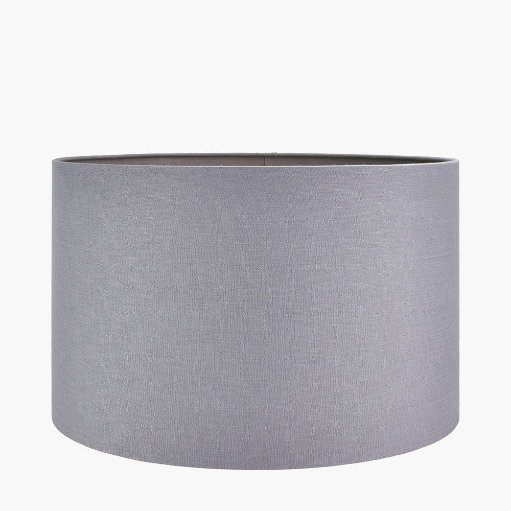Lino 55cm Steel Grey Self-Lined Linen Cylinder Lampshade – Modern Texture and Timeless Elegance
