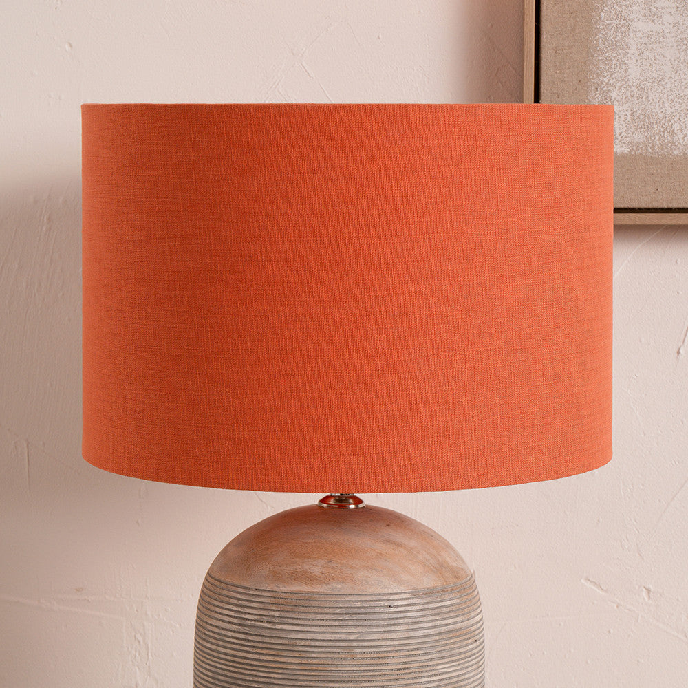 Lino 50cm Cinnamon Self-Lined Linen Cylinder Lampshade – Warm Contemporary Style with Soft Light Diffusion