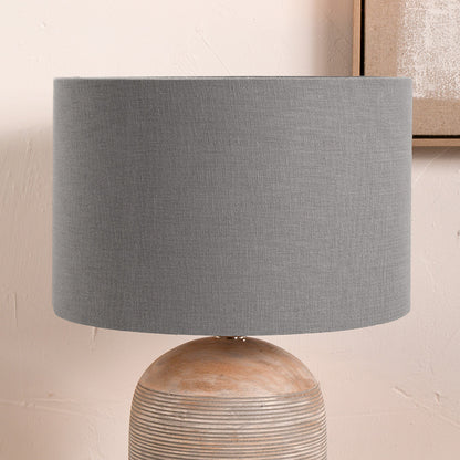 Lino 55cm Steel Grey Self-Lined Linen Cylinder Lampshade – Modern Texture and Timeless Elegance