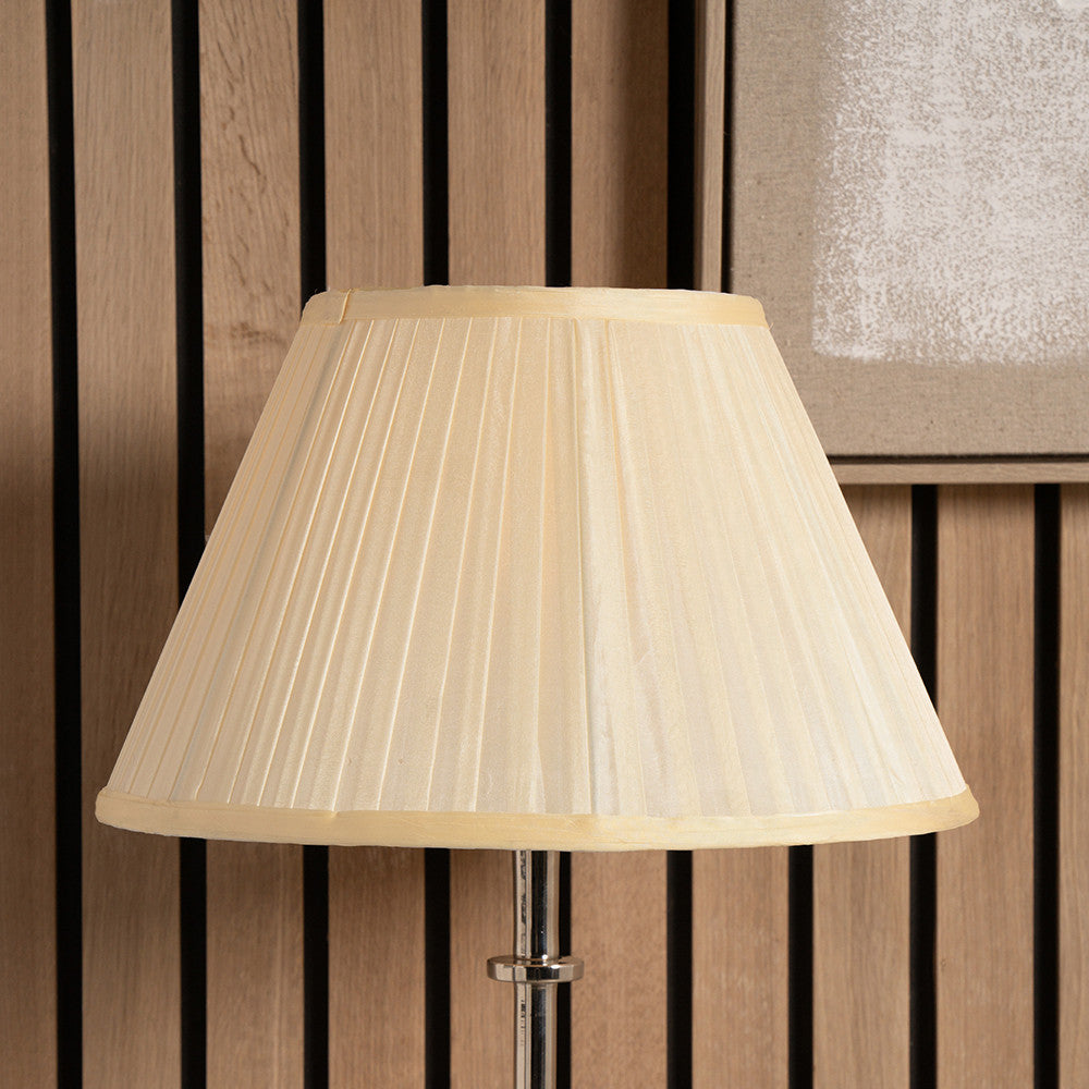 Bacall 50cm Almond Silk Knife Pleat Empire Lampshade – Timeless Silk Elegance in a Grand Silhouette