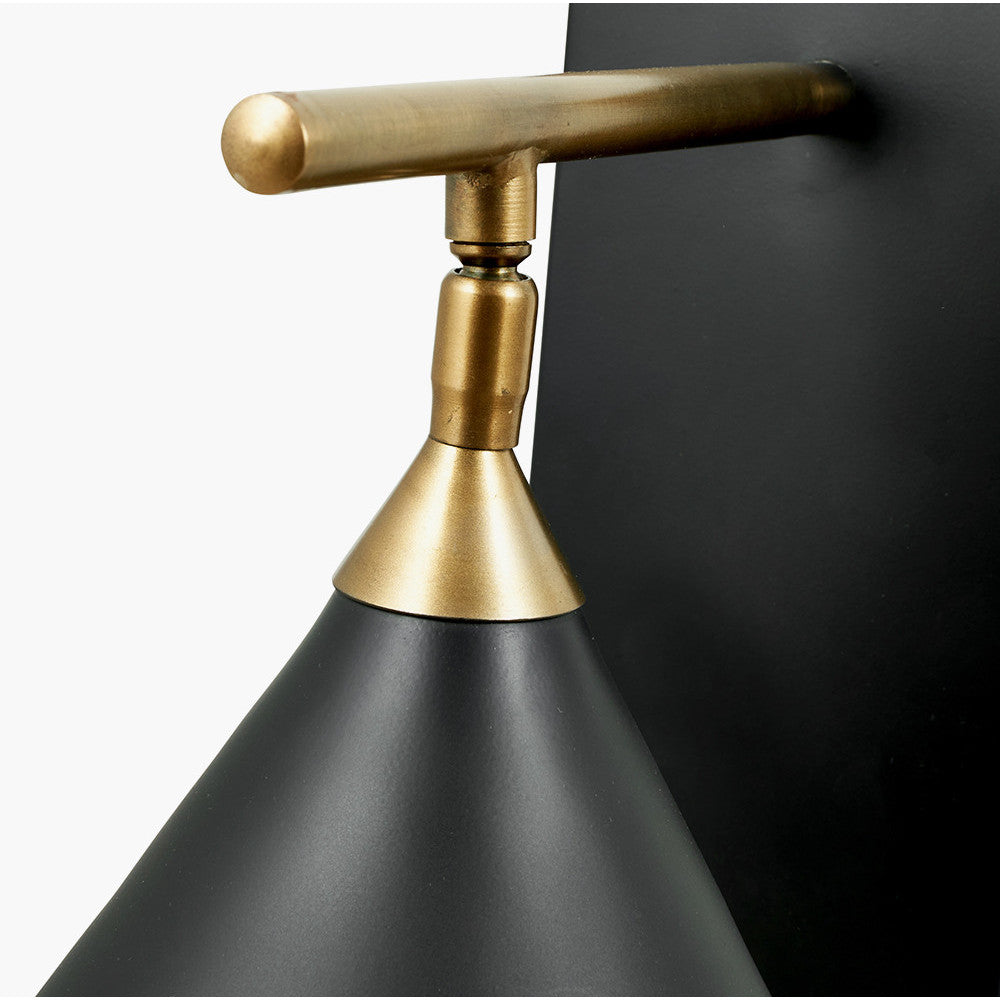 Zeta Matt Black and Antique Brass Wall Light