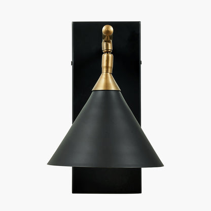 Zeta Matt Black and Antique Brass Wall Light