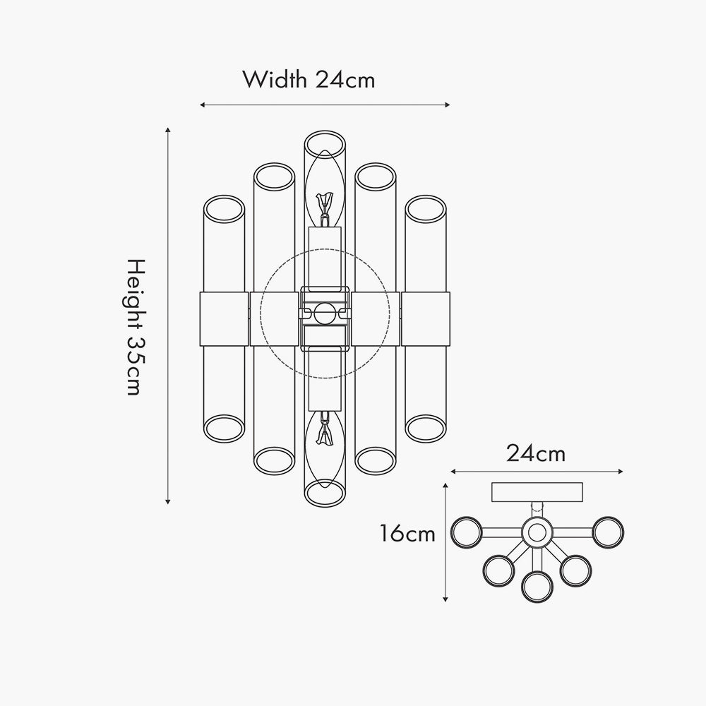 Brielle Clear Glass and Antique Brass 2 Wall Light