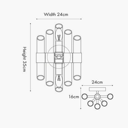 Brielle Clear Glass and Antique Brass 2 Wall Light