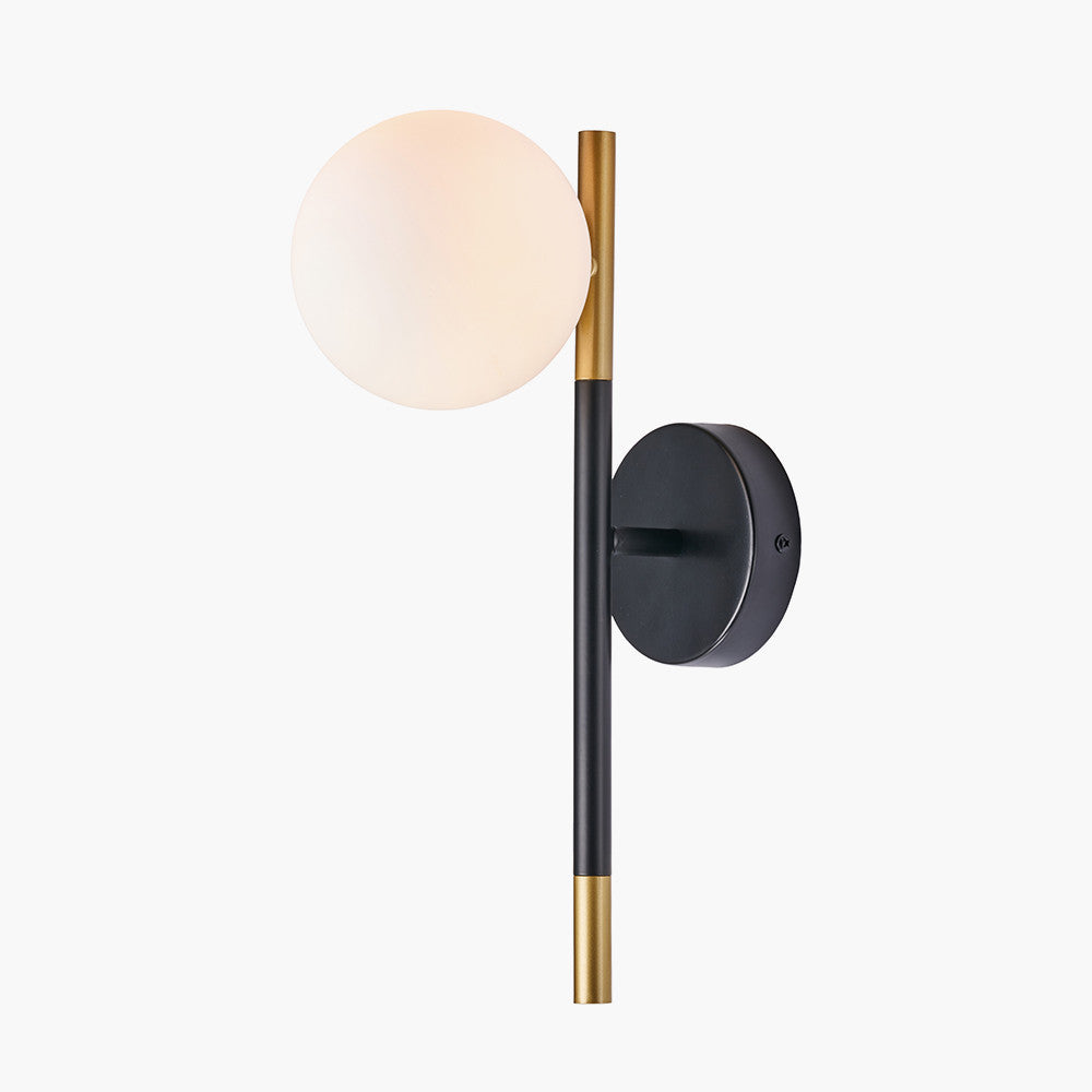 Wanda White Orb and Black Metal Wall Light
