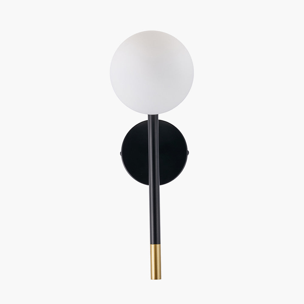 Wanda White Orb and Black Metal Wall Light