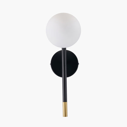 Wanda White Orb and Black Metal Wall Light
