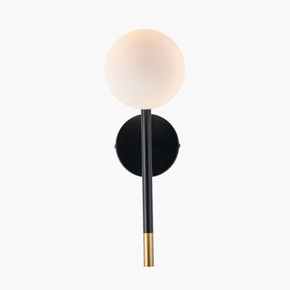Wanda White Orb and Black Metal Wall Light