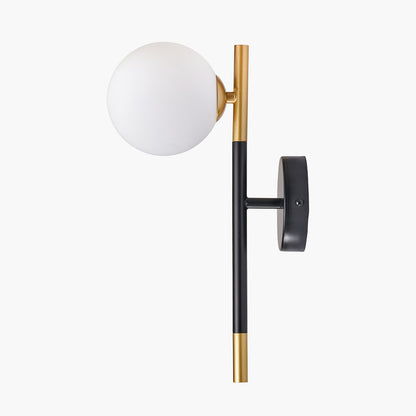 Wanda White Orb and Black Metal Wall Light
