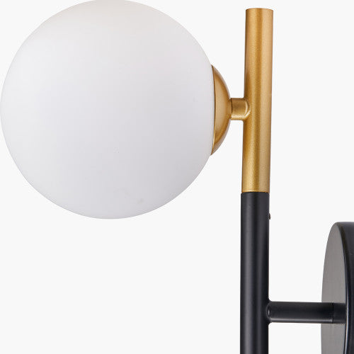 Wanda White Orb and Black Metal Wall Light