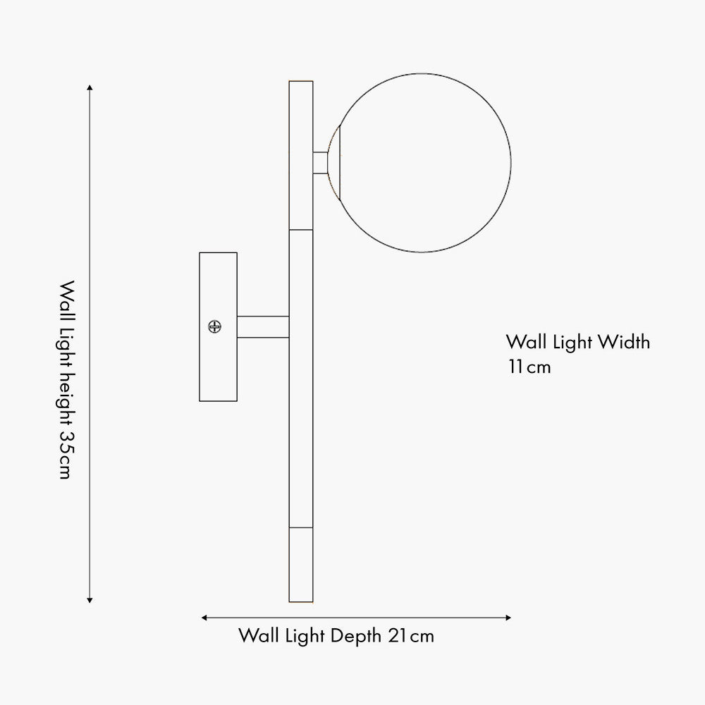 Wanda White Orb and Black Metal Wall Light