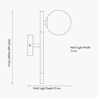 Wanda White Orb and Black Metal Wall Light