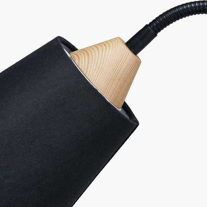 Juna Black Metal and Natural Wood Wall Light