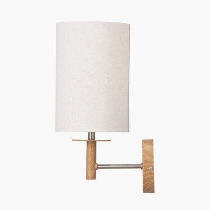 Bonham Natural Wood Veneer and Silver Metal Wall Light