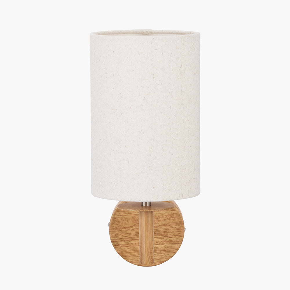 Bonham Natural Wood Veneer and Silver Metal Wall Light