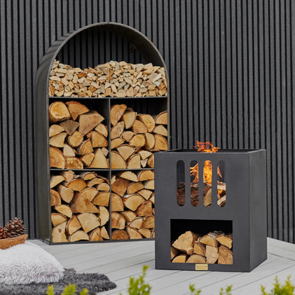 Archway Sculptural Log Storage | Natural Black