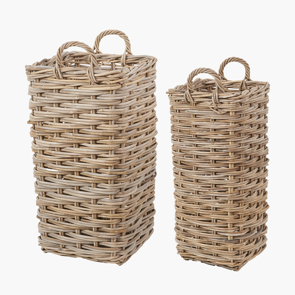 Set of 2 Square Grey Kubu Umbrella Baskets
