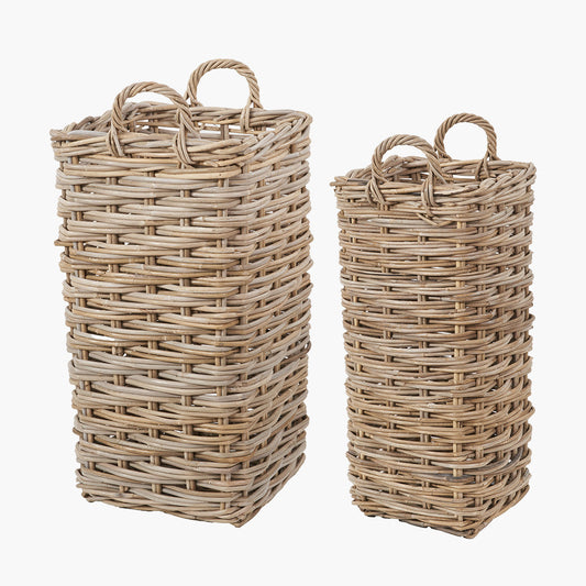 Set of 2 Square Grey Kubu Umbrella Baskets
