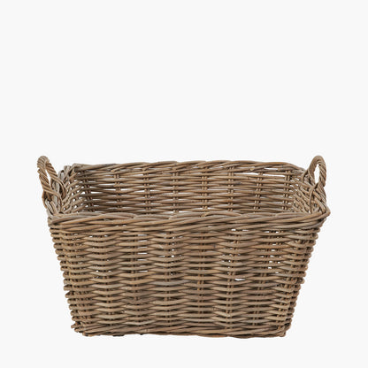 Tobs Grey Kubu Rattan Rectangular Storage Basket – Large