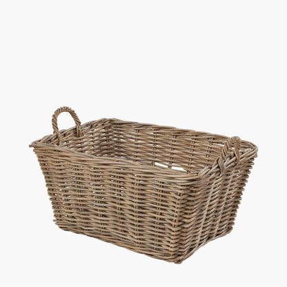 Tobs Grey Kubu Rattan Rectangular Storage Basket – Large
