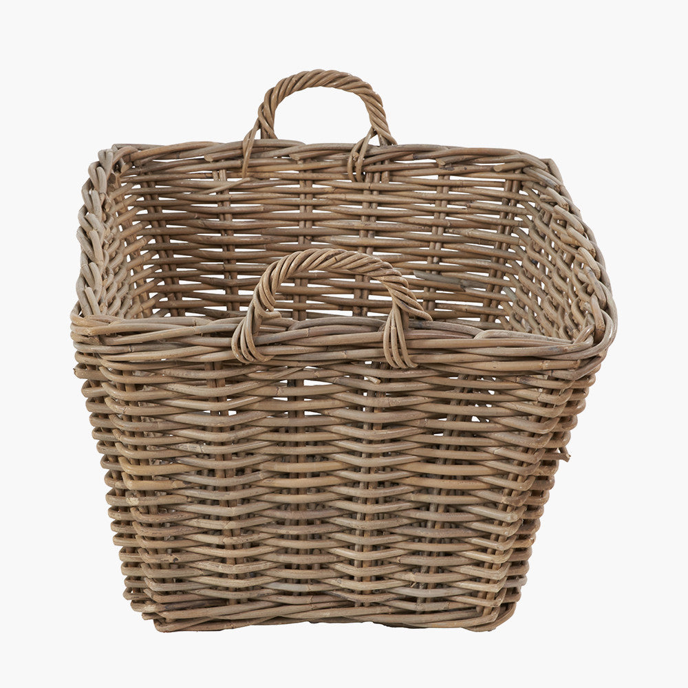 Tobs Grey Kubu Rattan Rectangular Storage Basket – Large