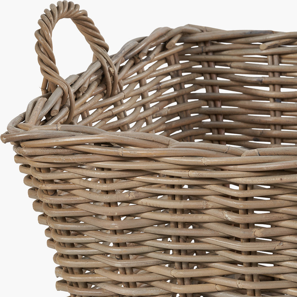 Tobs Grey Kubu Rattan Rectangular Storage Basket – Large